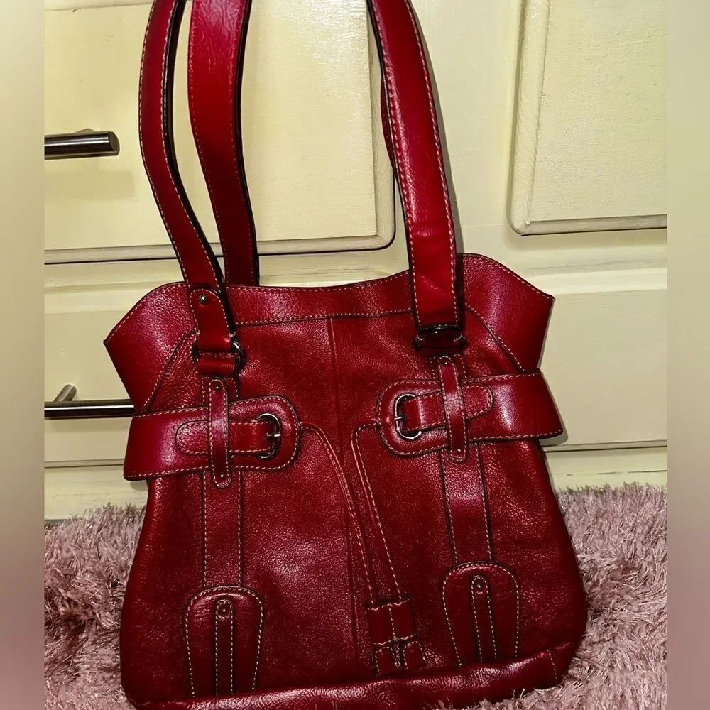Pelle vintage red leather hobo